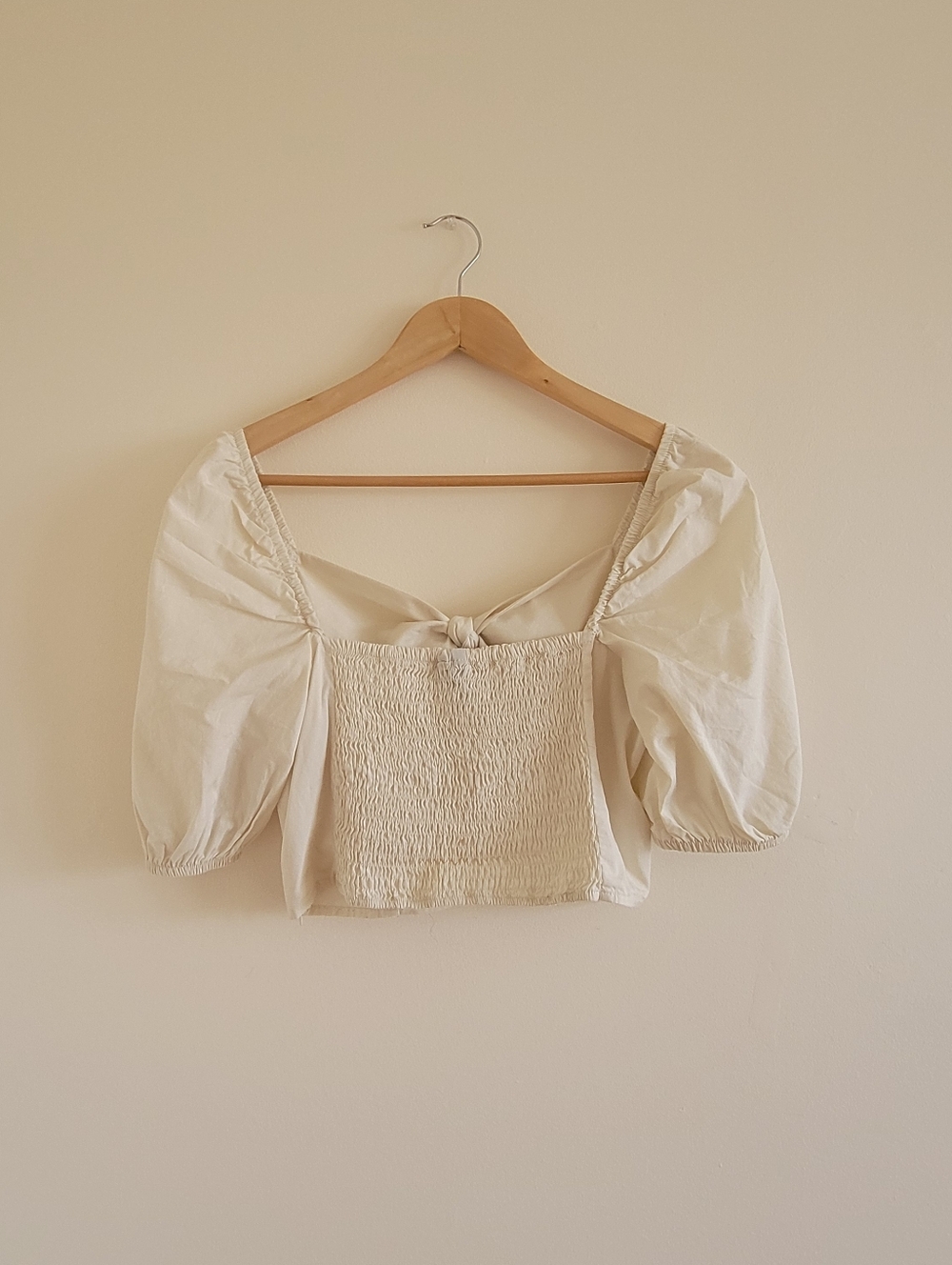 VERO MODA Cream Sweetheart Tie-Knot Blouse Top - Picture 2 of 8